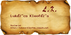 Lukács Kleofás névjegykártya